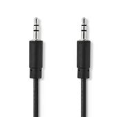 AUDIO stereo-kabel - 1 m -3.5 mm M<>3.5 mm M-rond-zw-doos