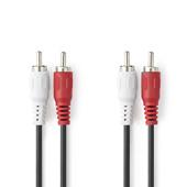 AUDIO stereo-kabel-1,5 m-2x RCA M<>2x RCA M-rond-zw-doos