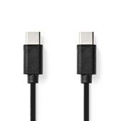 USB Kabel-1 m- USB 2.0 - USB-C M<>USB-C M - rond- zw-doos