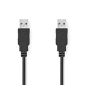 USB Kabel-2 m- USB 2.0-USB-A M<>USB-A M - rond -zw-doos