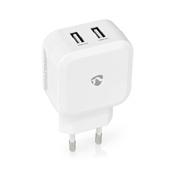 USB Oplader 24W - 2.4A x 2 USB-A poorten - wit - doos