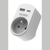 ADAPTER MET USB CHARGER 1X USB A + 1X USB C