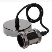 PENDEL ZWART CHROOM E27 (MAX 60W) 2X0,75MM 80CM PLAFONDPLAAT