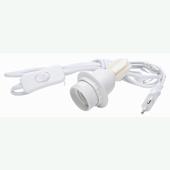 SNOER+SCHAKELAAR 2M EN FITTING FLES E27 WIT