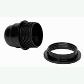 [33730] FITTING E27 M/KRAAG EN RING ZWART BAKELIET BL