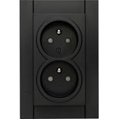 [47028] INBOUW ATHENIS ZWART DUBBEL STOPCONTACT MET AARDING