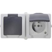 [71017] OPBOUW OUTDOOR DUB CONTACTDOOS + KINDB NAUTIC IP44 HOR.