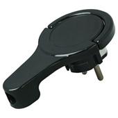 [99358] STEKKER VLAK MET AARDING 16A 8MM IP20 ZWART BLISTER