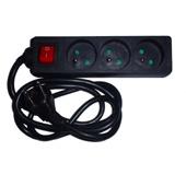[99361] STEKKERBLOK + KABEL 3G1,5MM2*1,5M + SWITCH 3X16A/250V ZWART