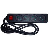 [99362] STEKKERBLOK + KABEL 3G1,5MM2*1,5M + SWITCH 4X16A/250V ZWART