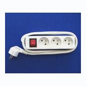 [99364] STEKKERBLOK + KABEL 3G1,5MM2*3M + SWITCH 3X16A/250V WIT