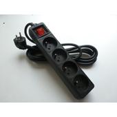 [99372] STEKKERBLOK + KABEL 3G1,5mm2*3M + SWITCH 4X16A/230V ZWART