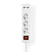 [99375] STEKKERBLOK 3X16A +2X USB SNOER 1,5M+SCH. WIT