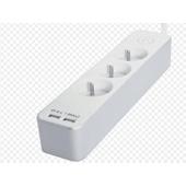[99376] STEKKERBLOK 3X16A +2X USB SNOER 1,5M+SCH. WIT/GRIJS