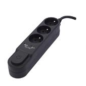 [99377] STEKKERBLOK 3X16A +2X USB SNOER 1,5M+SCH. ZWART