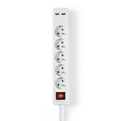 [99386] STEKKERBLOK 5X16A SNOER 1,5M+SCH. WIT+2X USB
