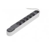 [99387] STEKKERBLOK 6X16A MET VEILIGHEID+SNOER 3M+SCH. GRIJS