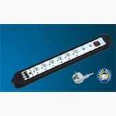 [99394] STEKKERBLOK+KABEL 1,5M + SWITCH 6X16A/230V WHITE/BLACK