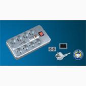 [99396] STEKKERBLOK+KABEL 1,5M + SWITCH 8X16A/230V SILVER