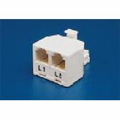 [102731] TEL MOD. 2 LINES SPLITTER 1M/2FEM 6P4C WHITE
