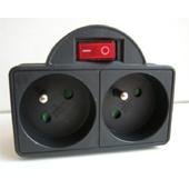 [103592] TWEEWEGSTEKKER MET SCHAKELAAR 2X16A BLACK